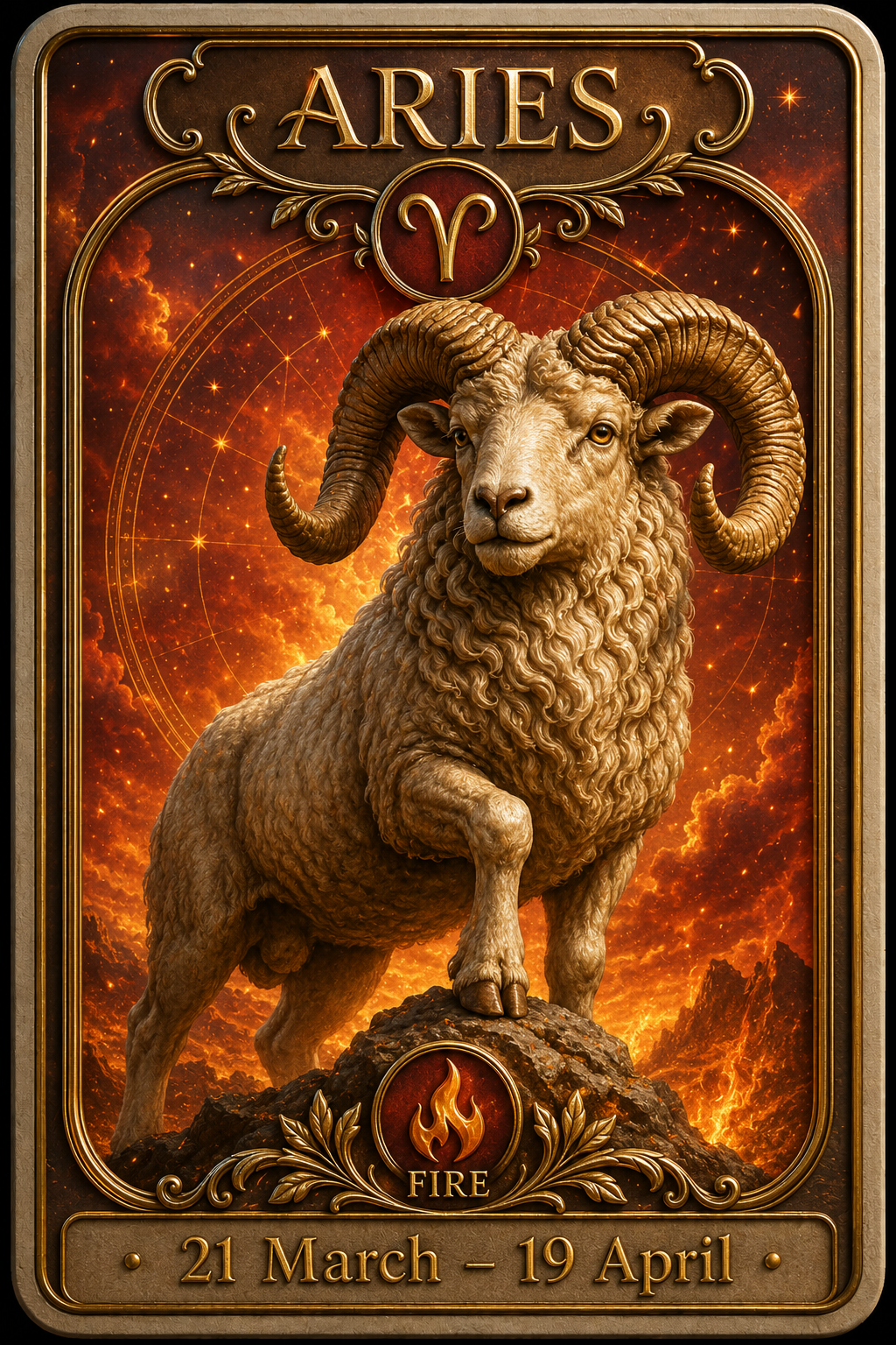 Aries astrology card